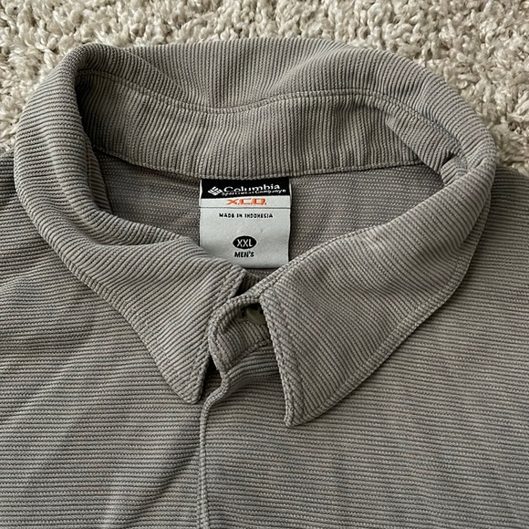EUC Men’s Columbia XCO Stone Gray Long Sleeve Polo Shirt Size XXL - Picture 2 of 6